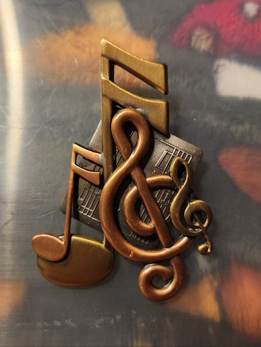 Bronze Musical Notes Brooch
